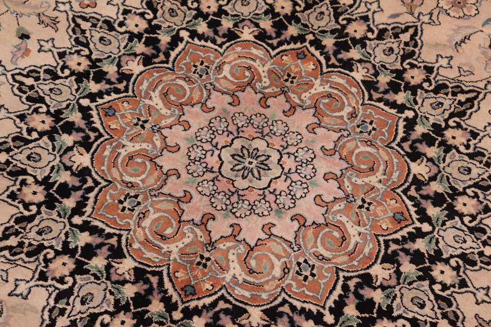 handmade Traditional Isphan Taupe Black Hand Knotted RECTANGLE 100% WOOL area rug 8x10
