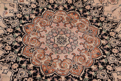 handmade Traditional Isphan Taupe Black Hand Knotted RECTANGLE 100% WOOL area rug 8x10