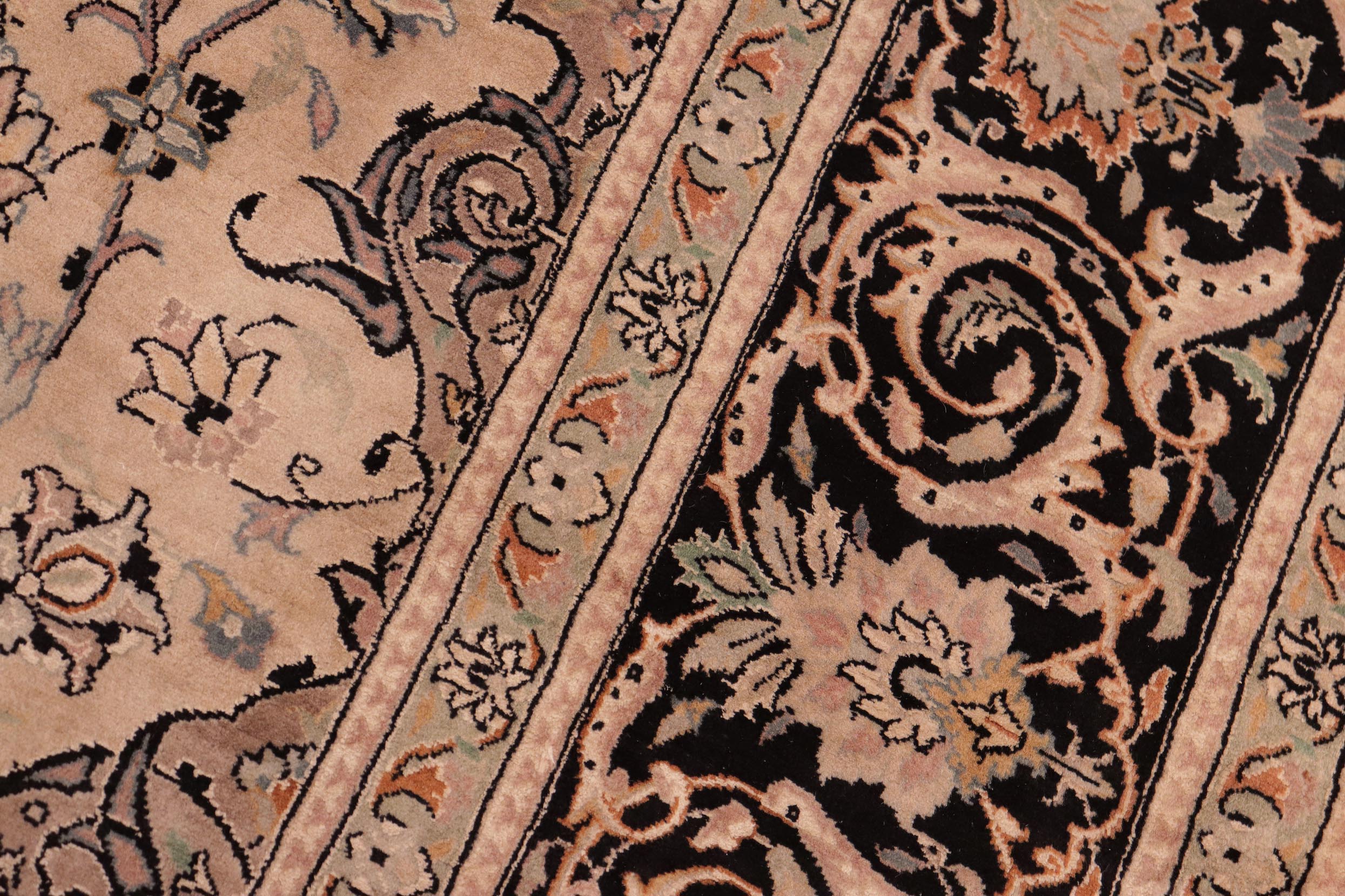 handmade Traditional Isphan Taupe Black Hand Knotted RECTANGLE 100% WOOL area rug 8x10