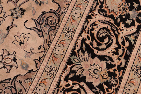 handmade Traditional Isphan Taupe Black Hand Knotted RECTANGLE 100% WOOL area rug 8x10