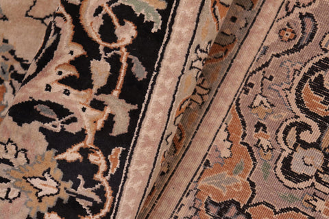 handmade Traditional Isphan Taupe Black Hand Knotted RECTANGLE 100% WOOL area rug 8x10