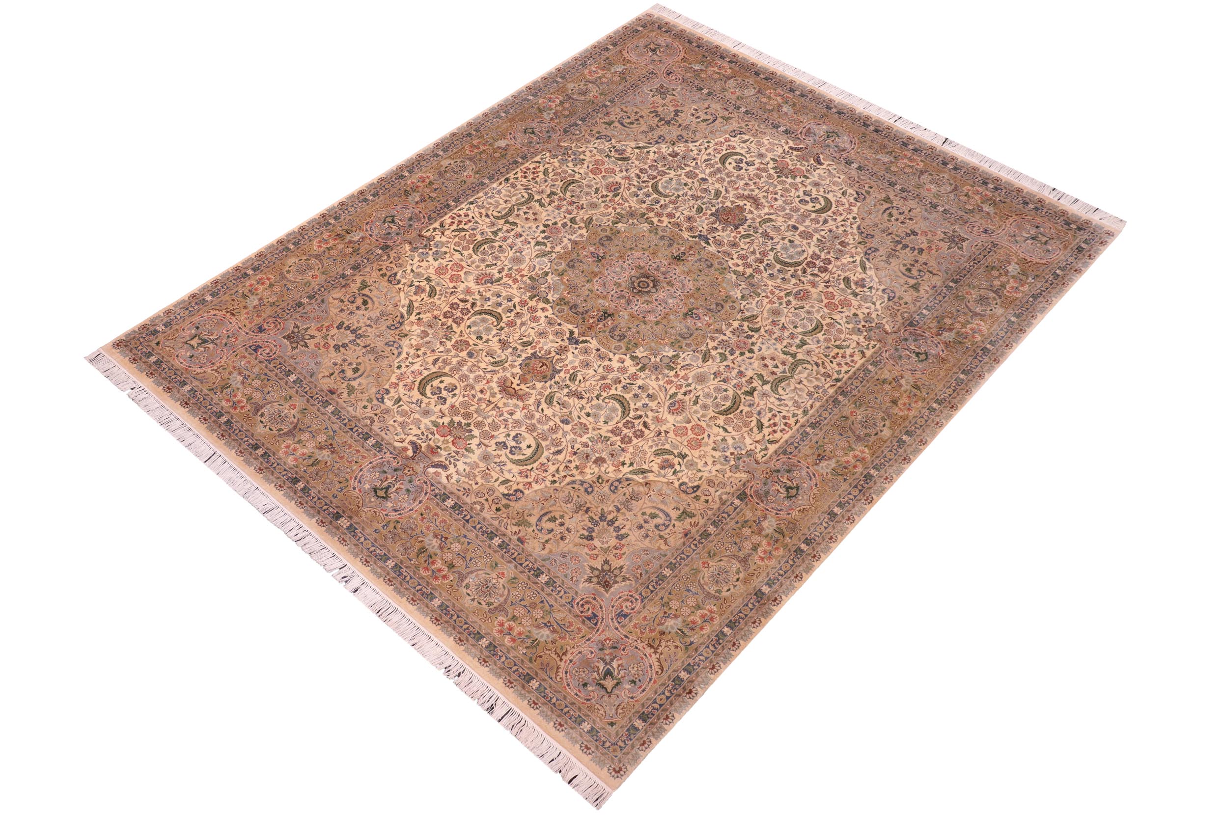 handmade Traditional Gulshan Beige Gold Hand Knotted RECTANGLE 100% WOOL area rug 8x10
