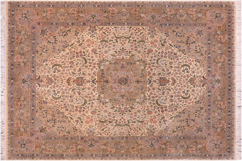 handmade Traditional Gulshan Beige Gold Hand Knotted RECTANGLE 100% WOOL area rug 8x10
