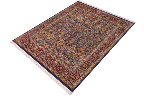 handmade Transitional Mujahid Blue Red Hand Knotted RECTANGLE 100% WOOL area rug 8x10