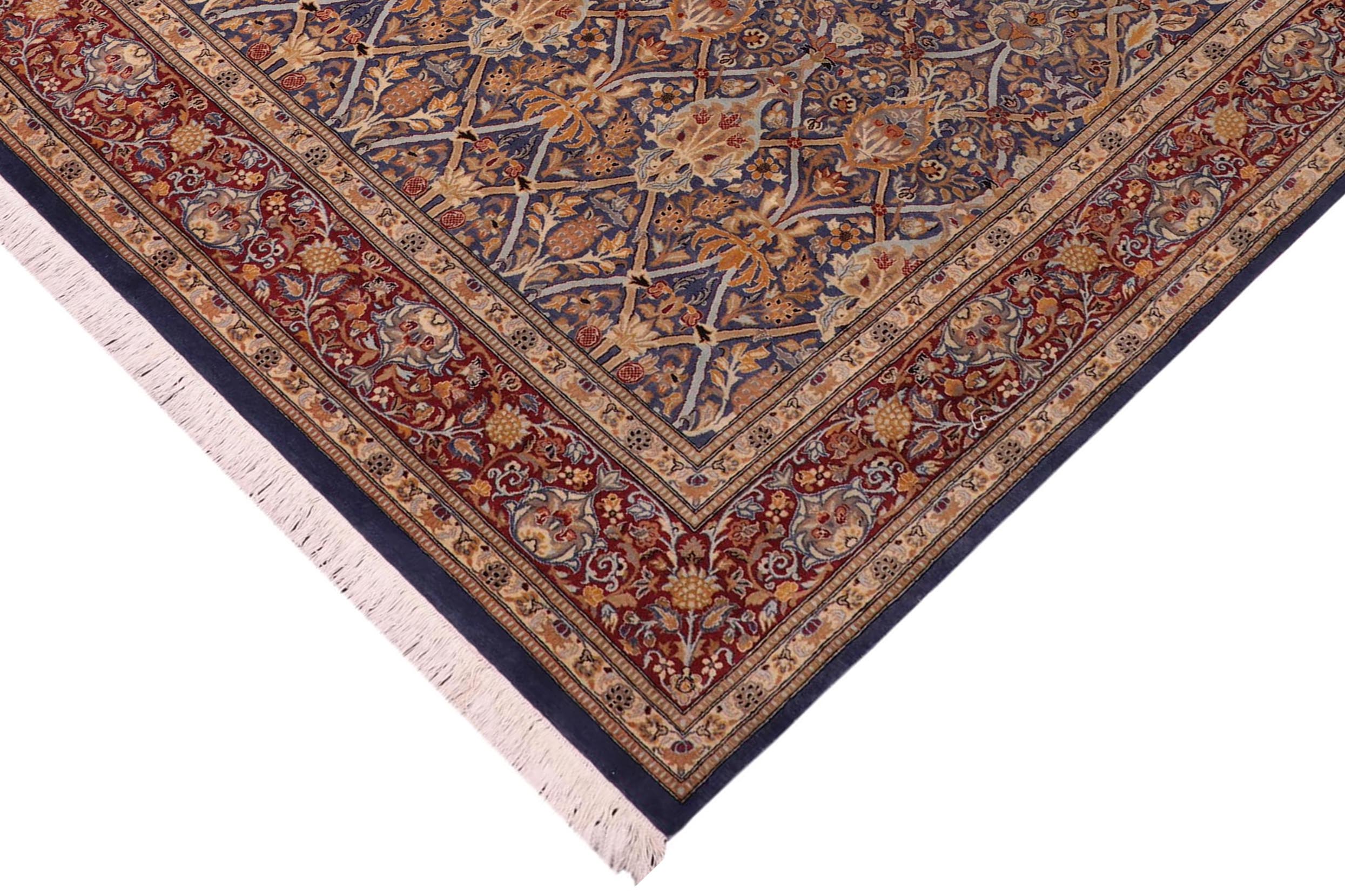 handmade Transitional Mujahid Blue Red Hand Knotted RECTANGLE 100% WOOL area rug 8x10