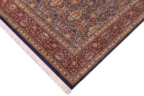 handmade Transitional Mujahid Blue Red Hand Knotted RECTANGLE 100% WOOL area rug 8x10