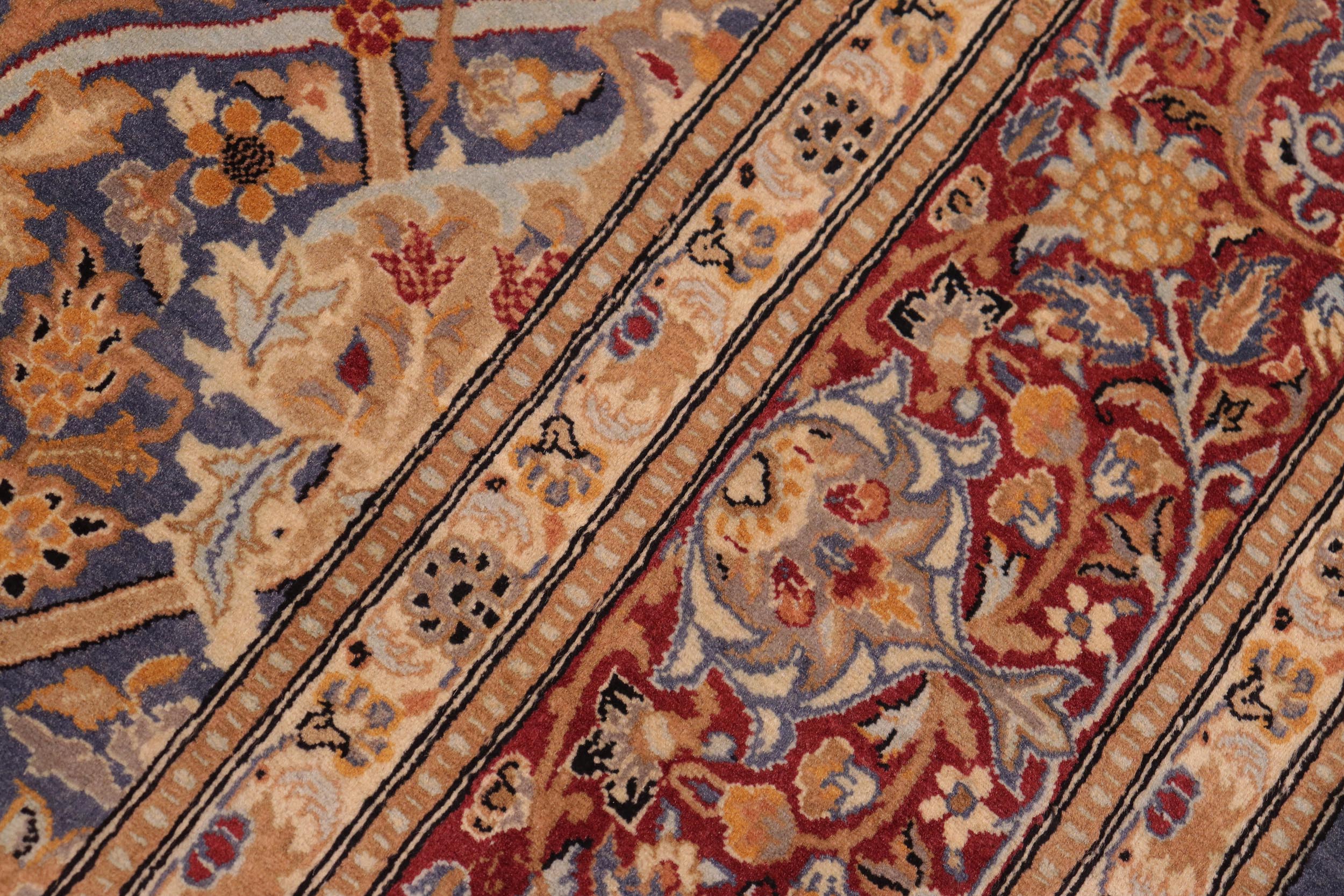 handmade Transitional Mujahid Blue Red Hand Knotted RECTANGLE 100% WOOL area rug 8x10