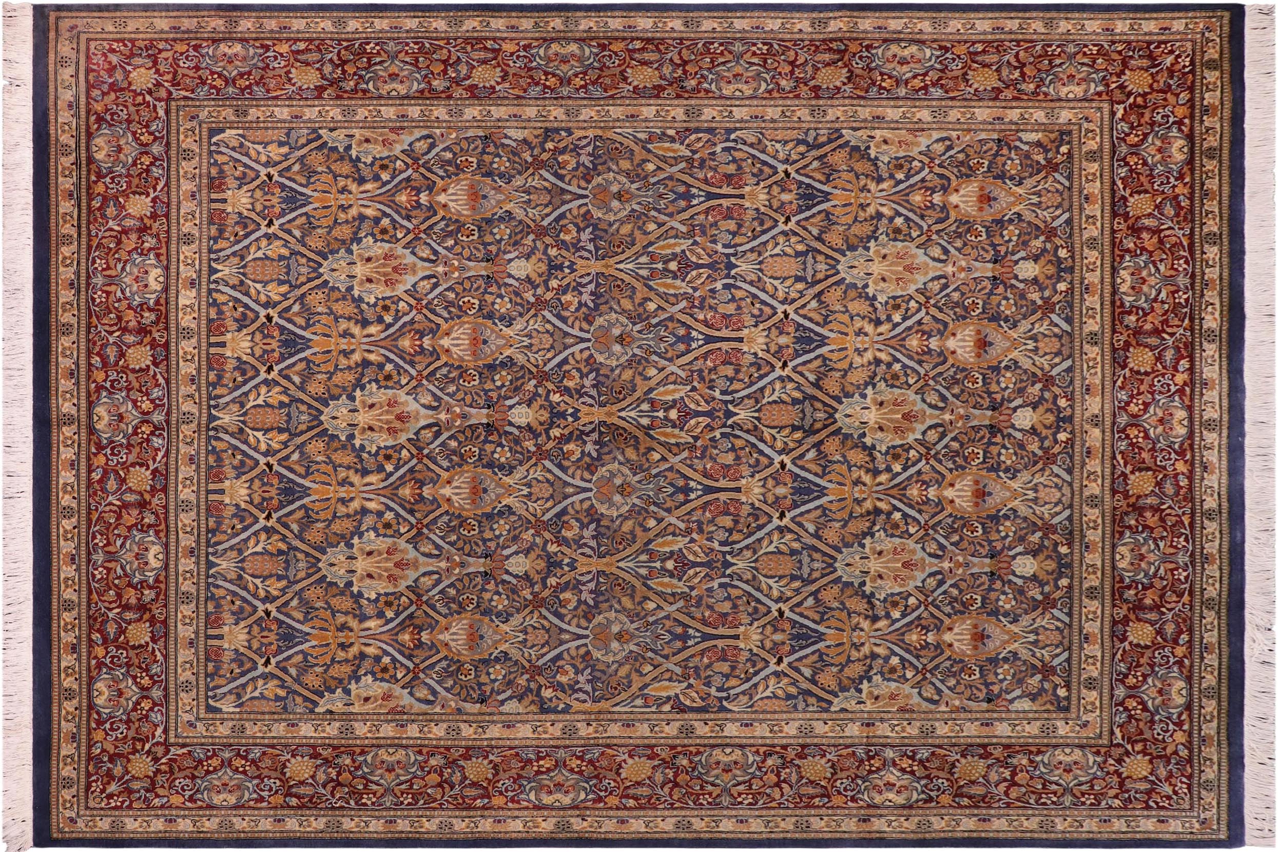 handmade Transitional Mujahid Blue Red Hand Knotted RECTANGLE 100% WOOL area rug 8x10