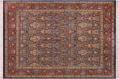 handmade Transitional Mujahid Blue Red Hand Knotted RECTANGLE 100% WOOL area rug 8x10