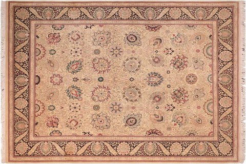 handmade Traditional New Mubashe Beige Black Hand Knotted RECTANGLE 100% WOOL area rug 8x11