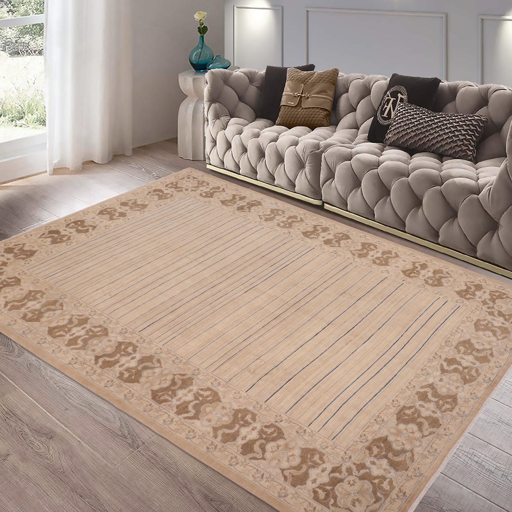 handmade Modern Gabbeh Beige Brown Hand Knotted RECTANGLE 100% WOOL area rug 10' x 14'