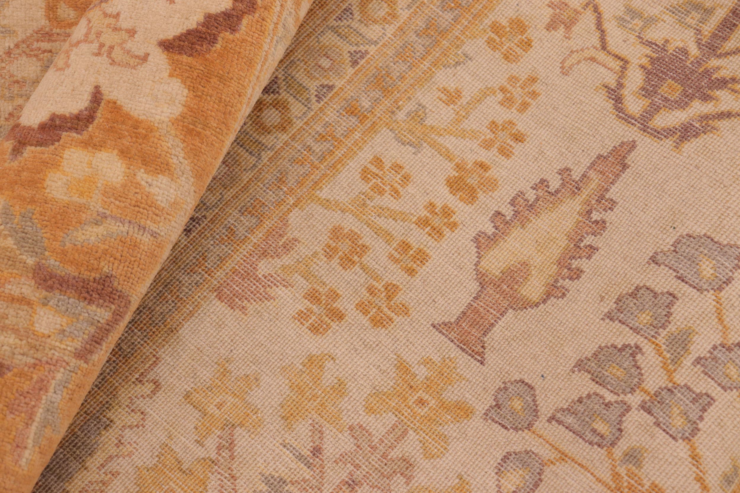handmade Traditional Sarook Beige Orange Hand Knotted RECTANGLE 100% WOOL area rug 8' x 10'