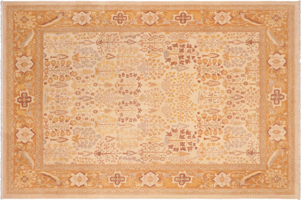 handmade Traditional Sarook Beige Orange Hand Knotted RECTANGLE 100% WOOL area rug 8' x 10'