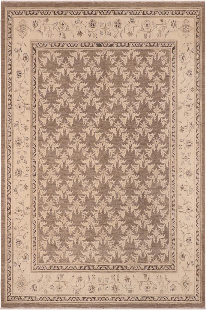 handmade Transitional Kafkaz Brown Beige Hand Knotted RECTANGLE 100% WOOL area rug 8 x 10