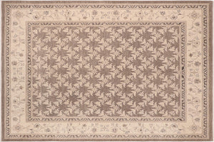 8x10 hand knotted transitional wool rug in brown and beige - Oriental Willene