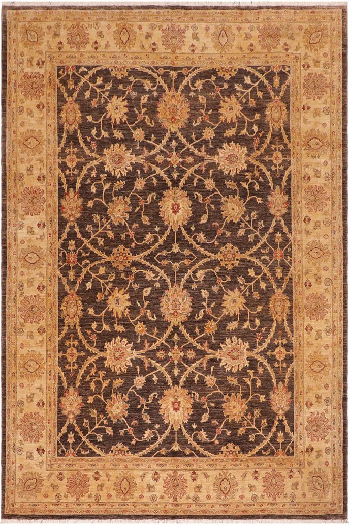 handmade Traditional Kafkaz Brown Tan Hand Knotted RECTANGLE 100% WOOL area rug 8 x 10
