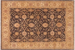 8x10 hand knotted transitional wool rug in brown and tan - Bohemian Agnus