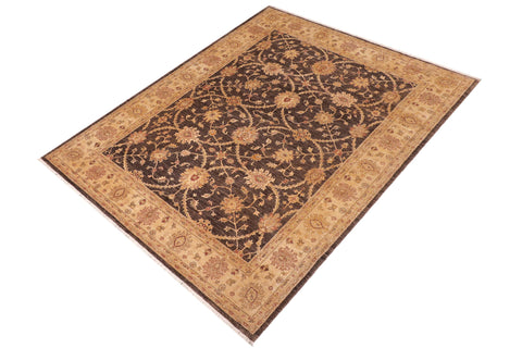 handmade Transitional Kafkaz Brown Tan Hand Knotted RECTANGLE 100% WOOL area rug 8' x 10'