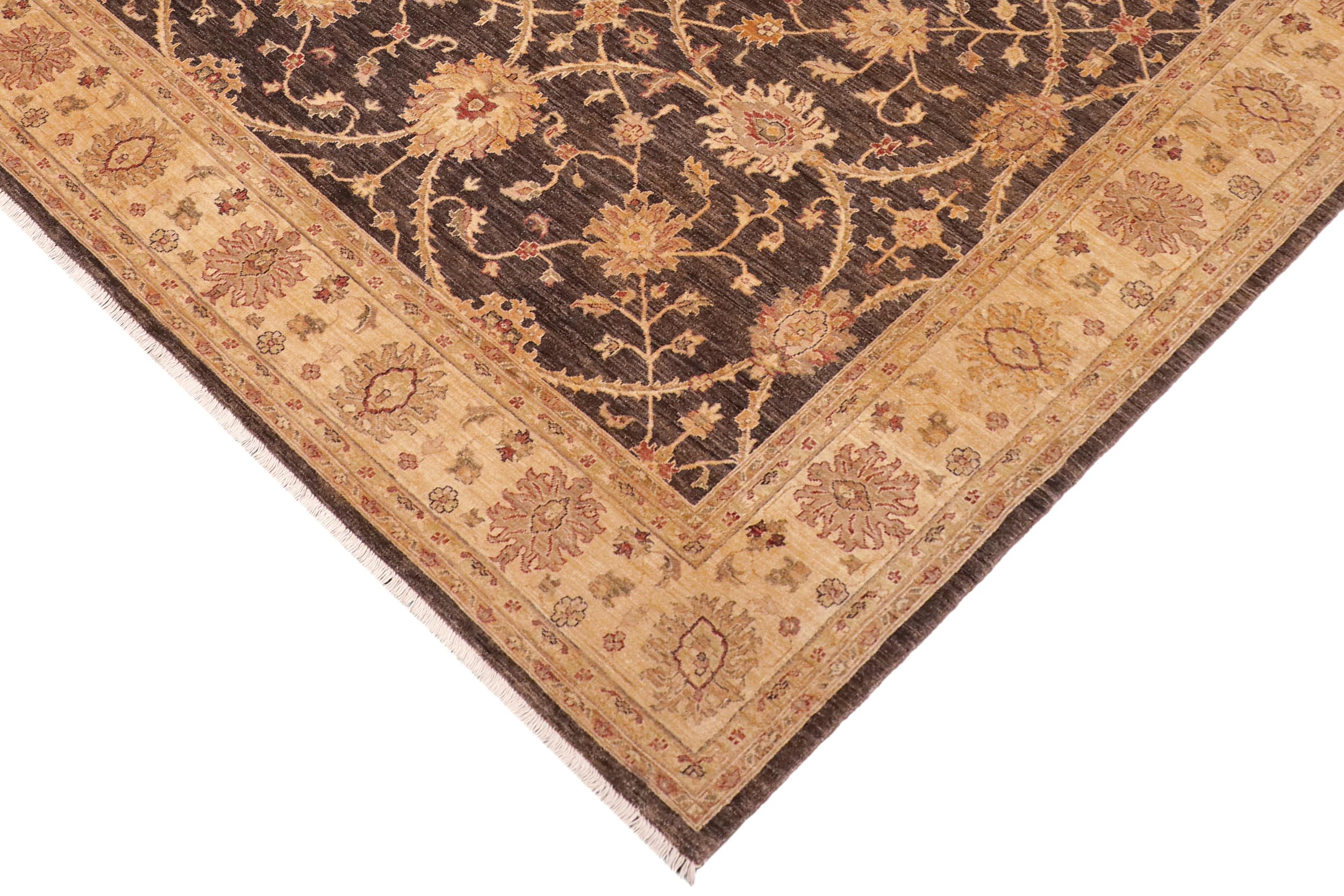 handmade Transitional Kafkaz Brown Tan Hand Knotted RECTANGLE 100% WOOL area rug 8' x 10'