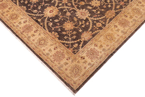 handmade Transitional Kafkaz Brown Tan Hand Knotted RECTANGLE 100% WOOL area rug 8' x 10'