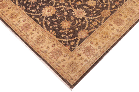 handmade Transitional Kafkaz Brown Tan Hand Knotted RECTANGLE 100% WOOL area rug 8' x 10'