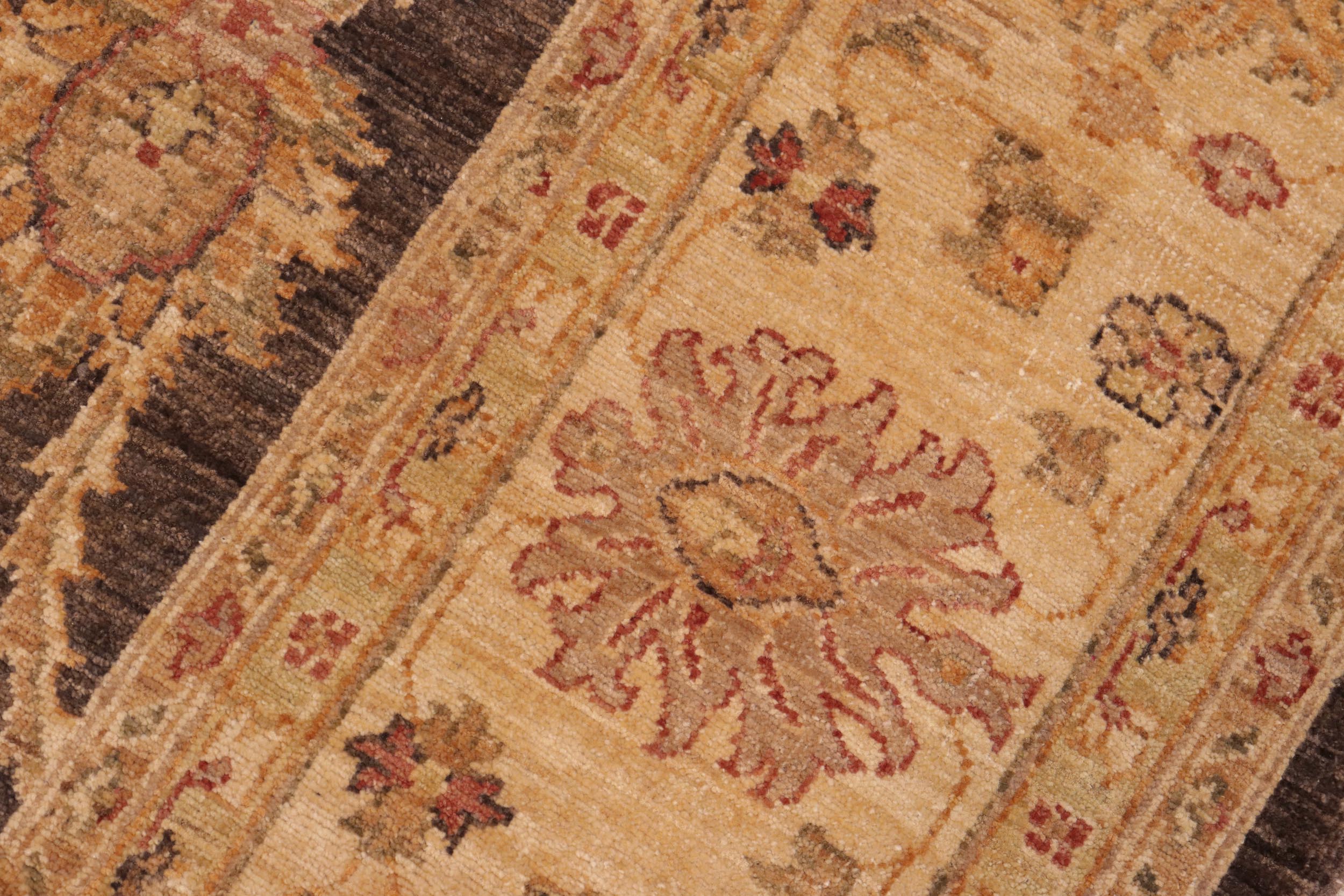 handmade Transitional Kafkaz Brown Tan Hand Knotted RECTANGLE 100% WOOL area rug 8' x 10'