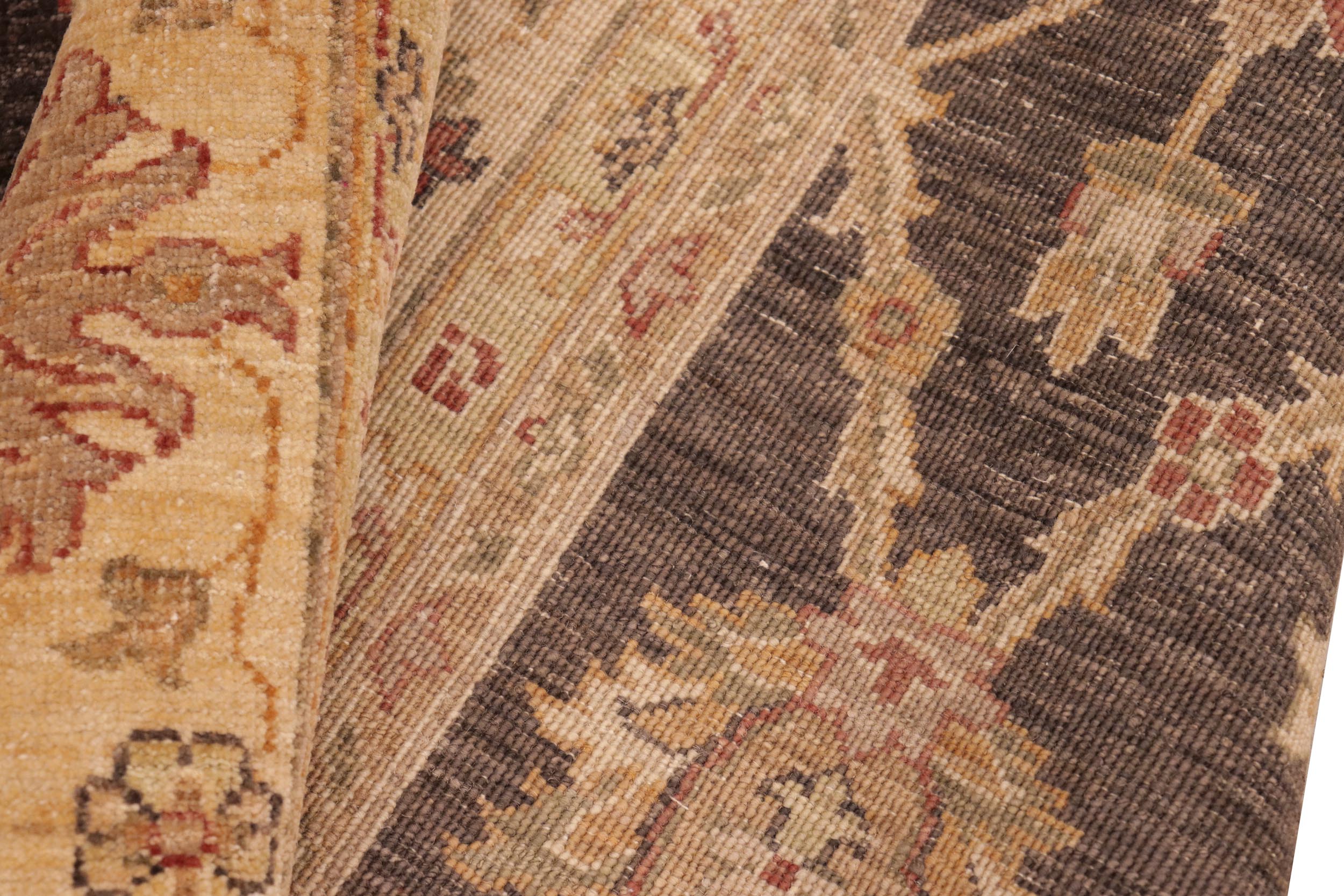 handmade Transitional Kafkaz Brown Tan Hand Knotted RECTANGLE 100% WOOL area rug 8' x 10'