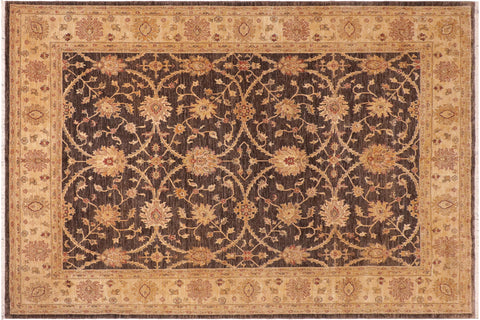 handmade Transitional Kafkaz Brown Tan Hand Knotted RECTANGLE 100% WOOL area rug 8' x 10'