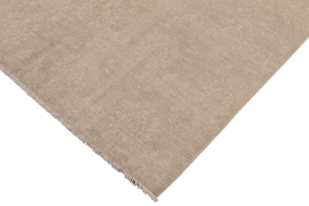 handmade Transitional Kafkaz Gray Tan Hand Knotted RECTANGLE WOOL&SILK area rug 8 x 10