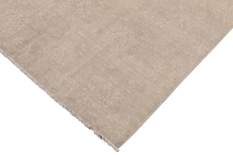 handmade Traditional Kafkaz Gray Tan Hand Knotted RECTANGLE WOOL&SILK area rug 8x10