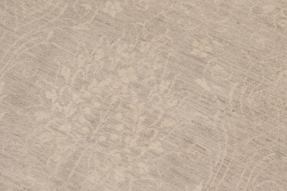 handmade Traditional Kafkaz Gray Tan Hand Knotted RECTANGLE WOOL&SILK area rug 8x10