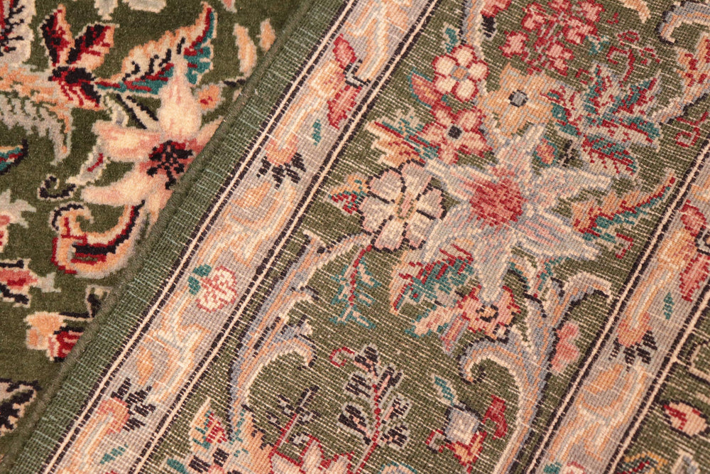 handmade Transitional Abusson Green Gold Hand Knotted RECTANGLE 100% WOOL area rug 6x9