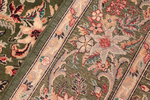 handmade Transitional Abusson Green Gold Hand Knotted RECTANGLE 100% WOOL area rug 6x9