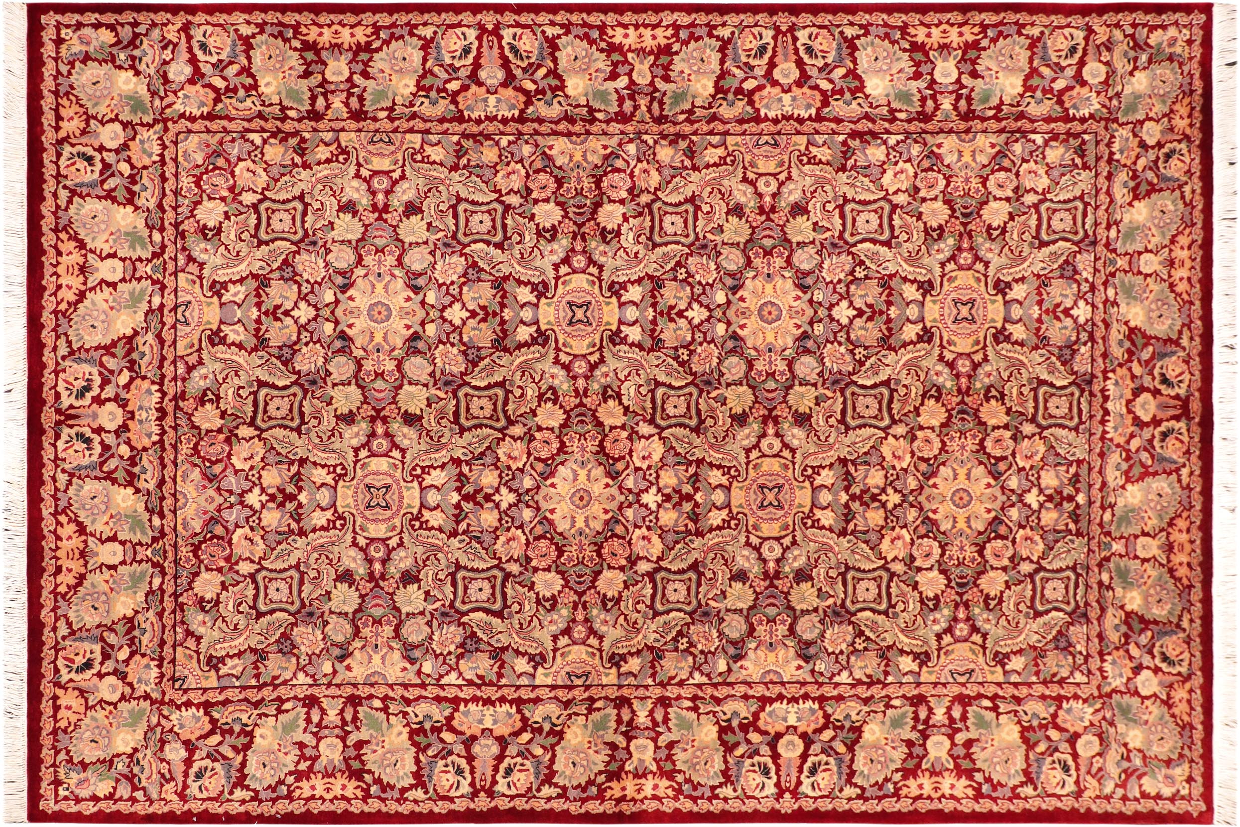 handmade Transitional Doop Red Gold Hand Knotted RECTANGLE 100% WOOL area rug 6x9