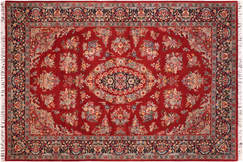 handmade Traditional Sarook Red Blue Hand Knotted RECTANGLE 100% WOOL area rug 6x9