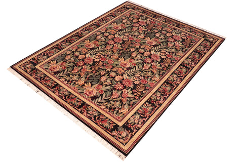 handmade Transitional Basarabian Black Red Hand Knotted RECTANGLE 100% WOOL area rug 6x9