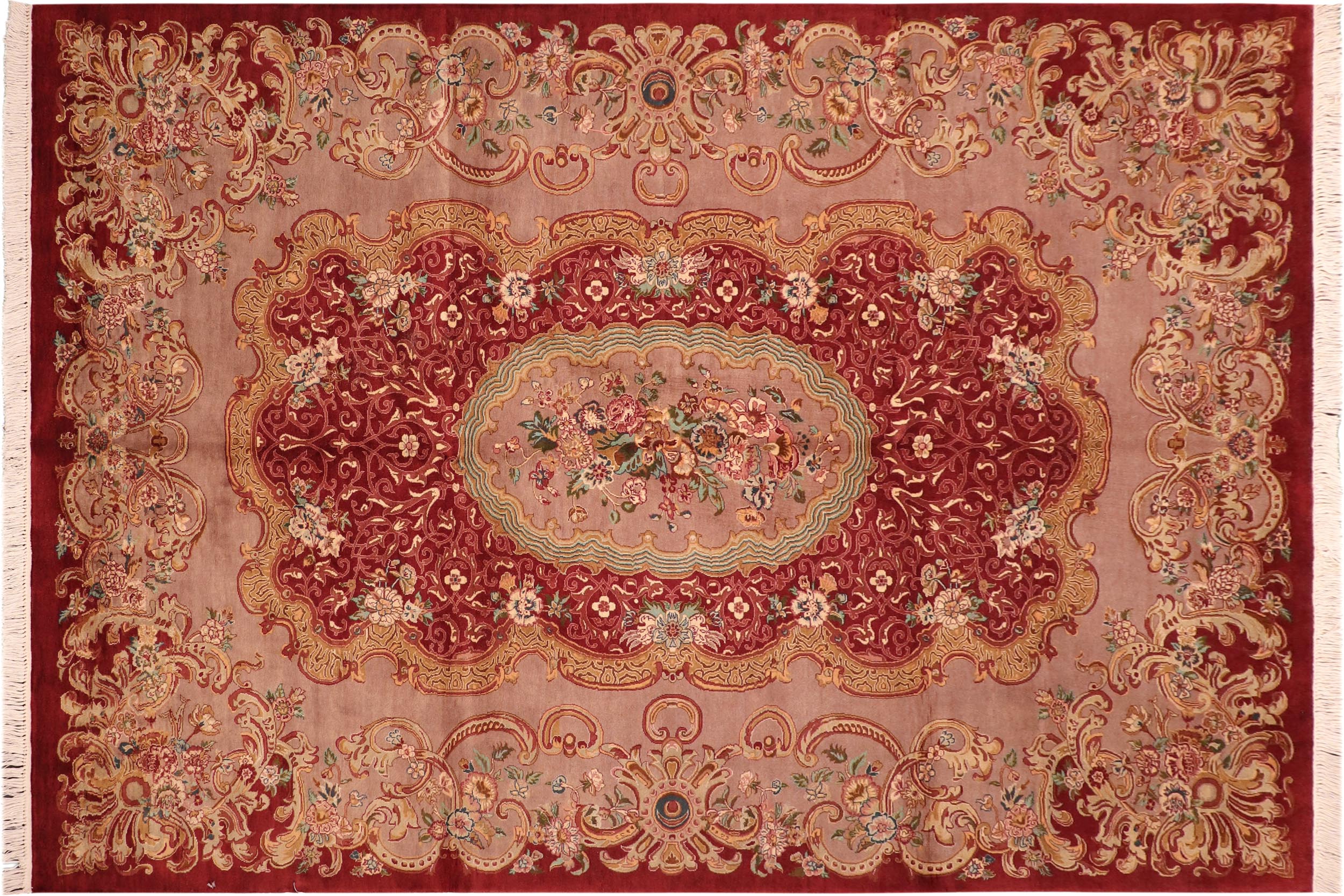 handmade Traditional Eurpien Red Lt. Brown Hand Knotted RECTANGLE 100% WOOL area rug 6x9