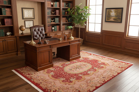 handmade Traditional Eurpien Red Lt. Brown Hand Knotted RECTANGLE 100% WOOL area rug 6x9