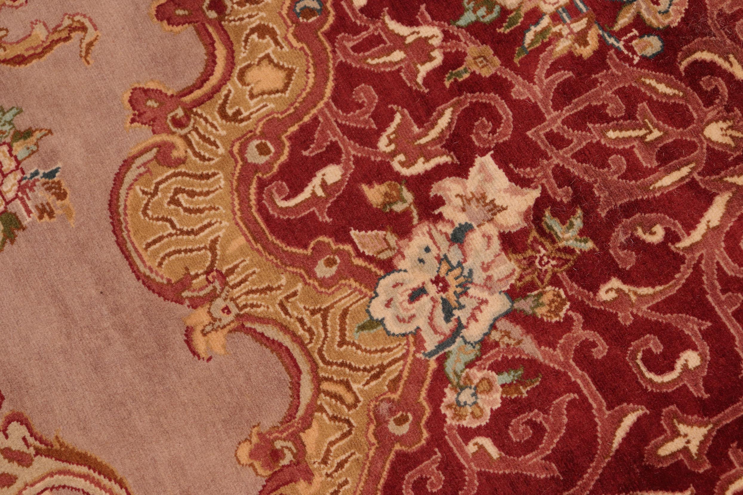 handmade Traditional Eurpien Red Lt. Brown Hand Knotted RECTANGLE 100% WOOL area rug 6x9