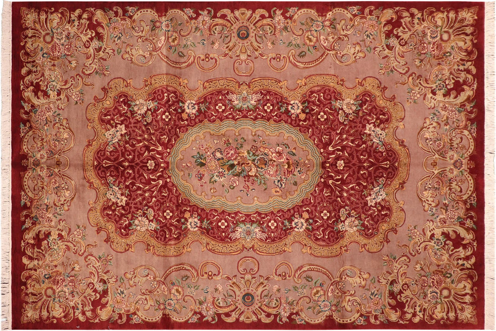 handmade Traditional Eurpien Red Lt. Brown Hand Knotted RECTANGLE 100% WOOL area rug 6x9