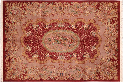 handmade Traditional Eurpien Red Lt. Brown Hand Knotted RECTANGLE 100% WOOL area rug 6x9