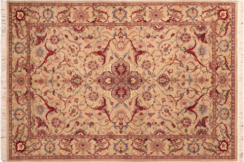 handmade Traditional Hamadan Taupe Red Hand Knotted RECTANGLE 100% WOOL area rug 6x9