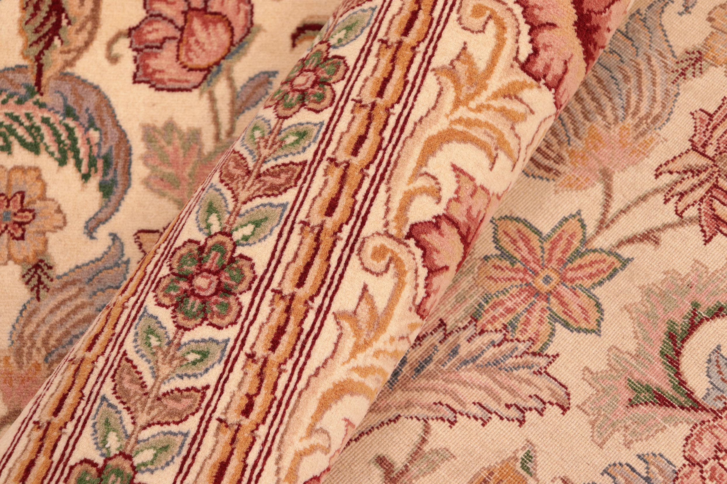 handmade Transitional Gulberg Ivory Pink Hand Knotted RECTANGLE 100% WOOL area rug 6x9