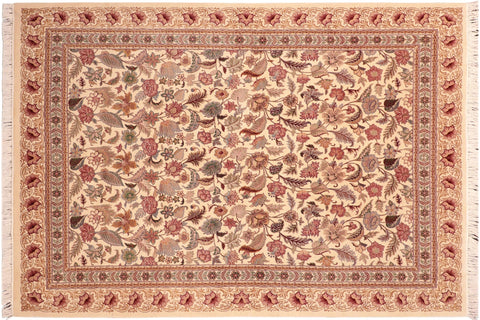 handmade Transitional Gulberg Ivory Pink Hand Knotted RECTANGLE 100% WOOL area rug 6x9