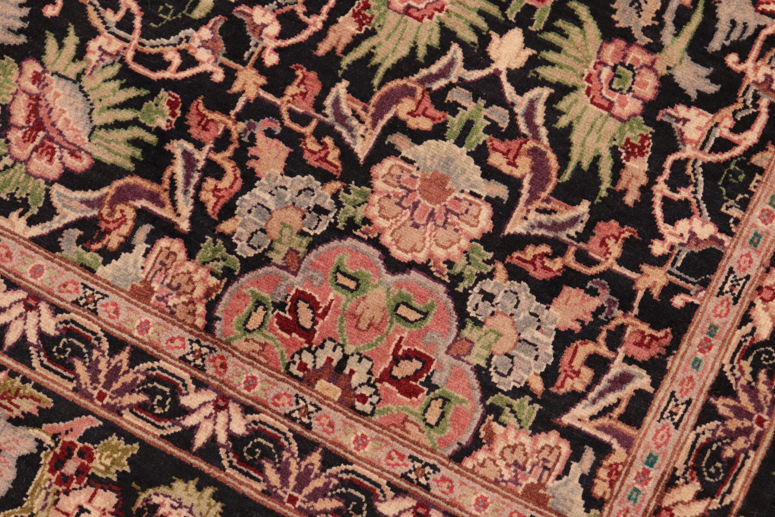 handmade Transitional Kashan Black Red Hand Knotted RECTANGLE 100% WOOL area rug 6x9