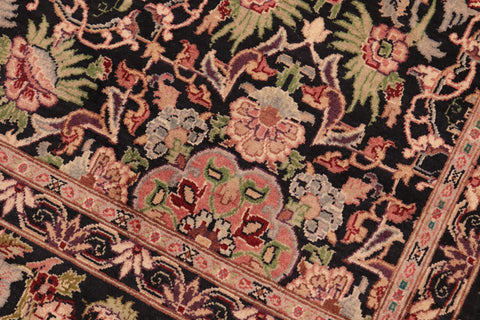 handmade Transitional Kashan Black Red Hand Knotted RECTANGLE 100% WOOL area rug 6x9