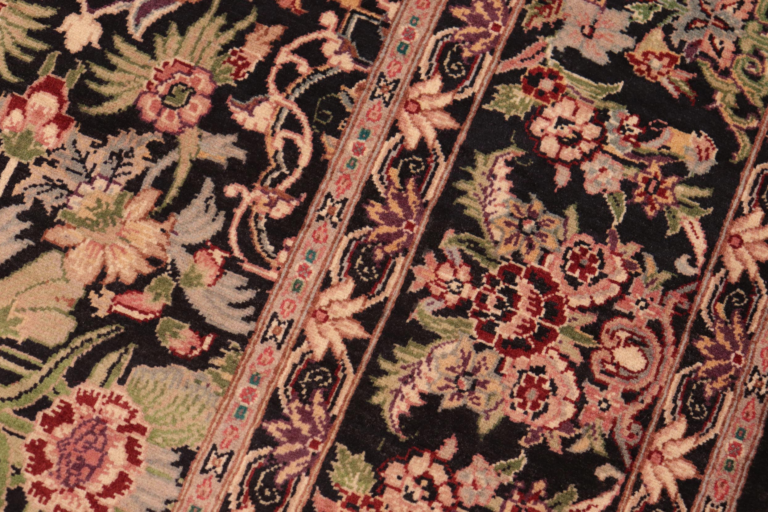 handmade Transitional Kashan Black Red Hand Knotted RECTANGLE 100% WOOL area rug 6x9