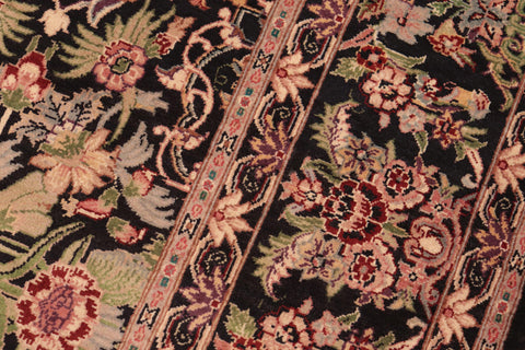 handmade Transitional Kashan Black Red Hand Knotted RECTANGLE 100% WOOL area rug 6x9