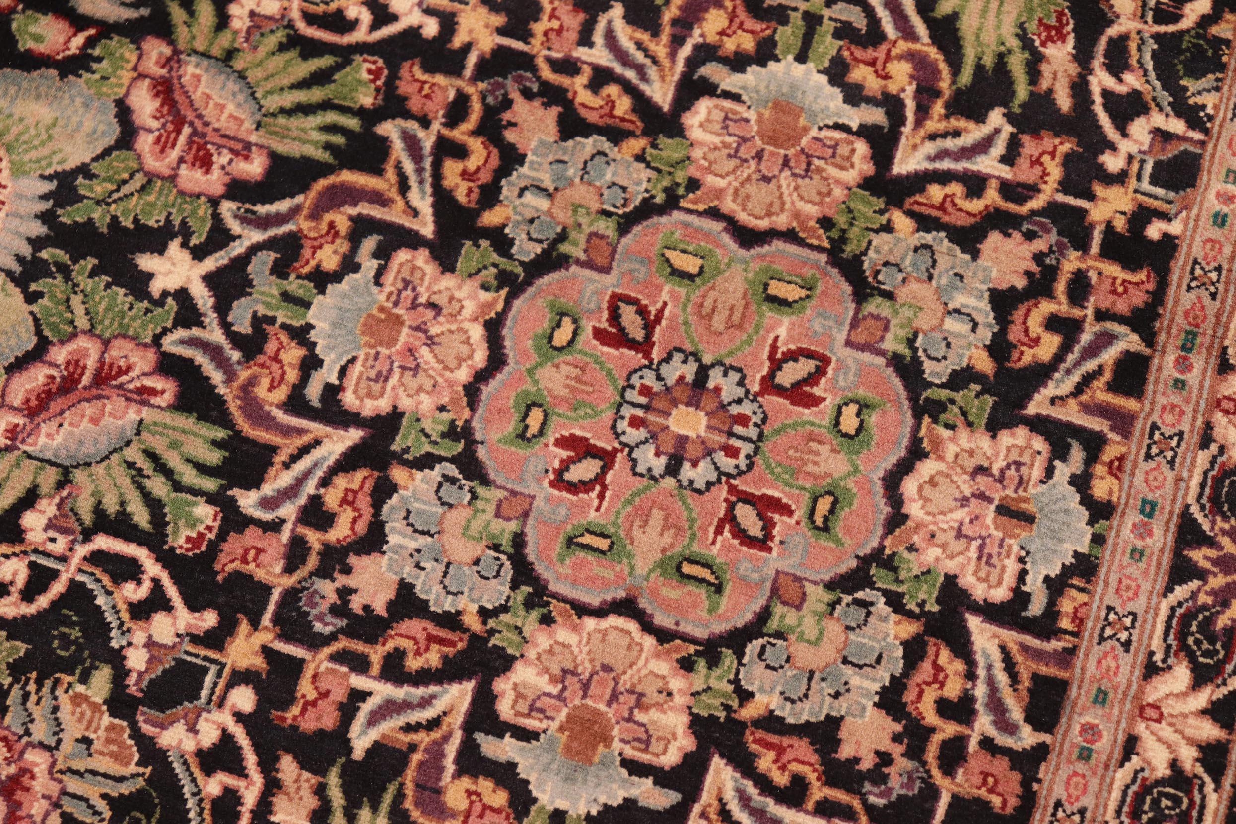 handmade Transitional Kashan Black Red Hand Knotted RECTANGLE 100% WOOL area rug 6x9