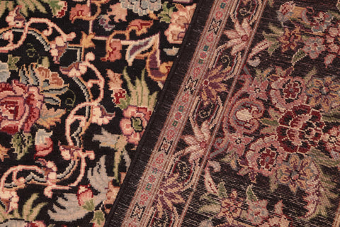 handmade Transitional Kashan Black Red Hand Knotted RECTANGLE 100% WOOL area rug 6x9